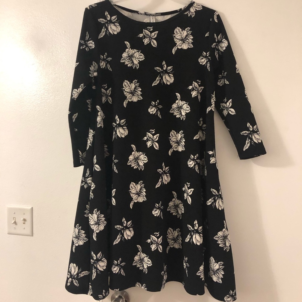 Black with white floral Honey and Lace Dress